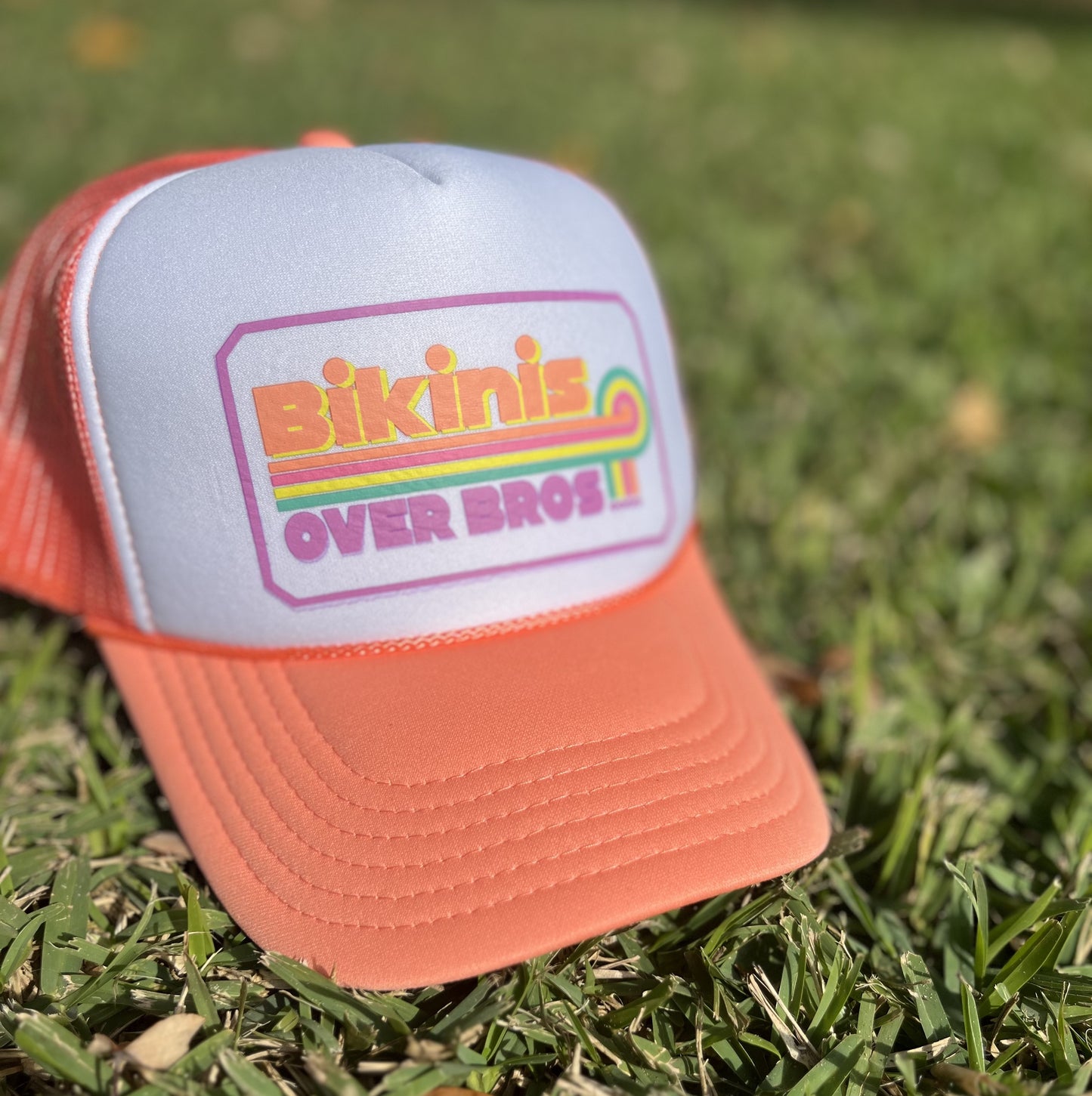 Bikinis over Bros Trucker hat