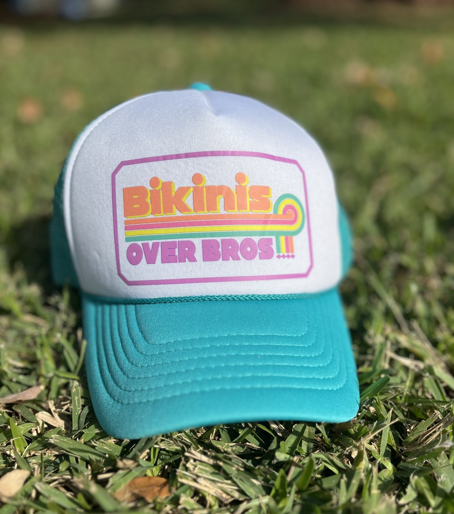 Bikinis over Bros Trucker hat