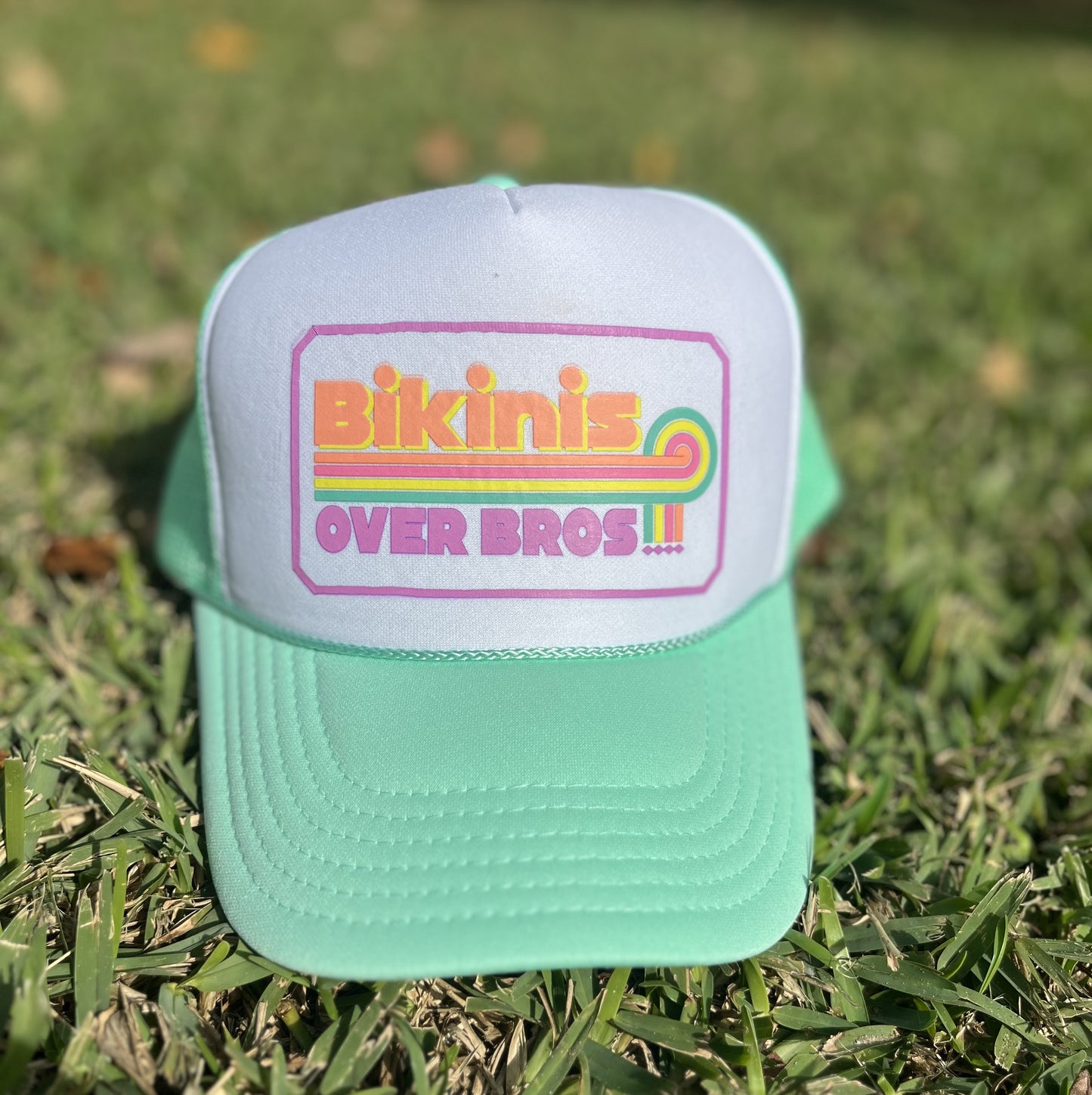 Bikinis over Bros Trucker hat