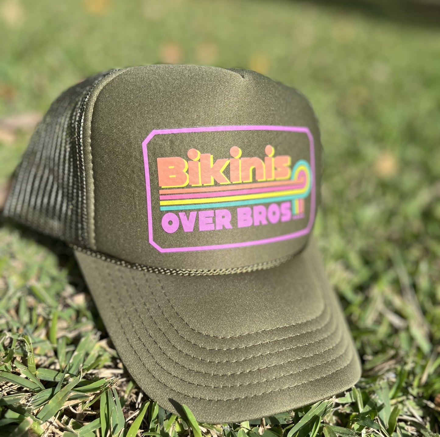 Bikinis over Bros Trucker hat