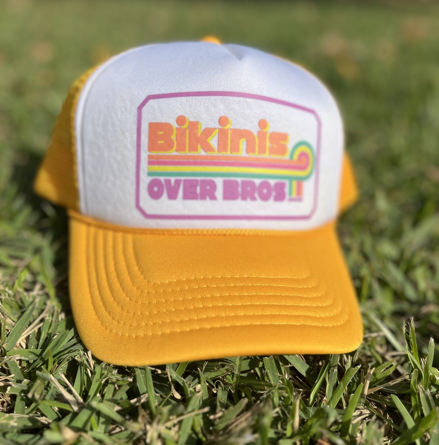 Bikinis over Bros Trucker hat