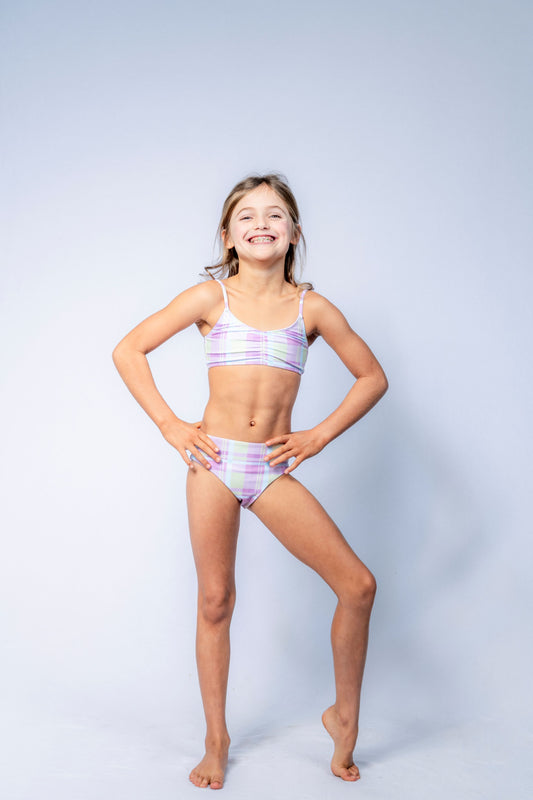 Alice Reversible Bikini // Pastel Plaid and Baby Blue