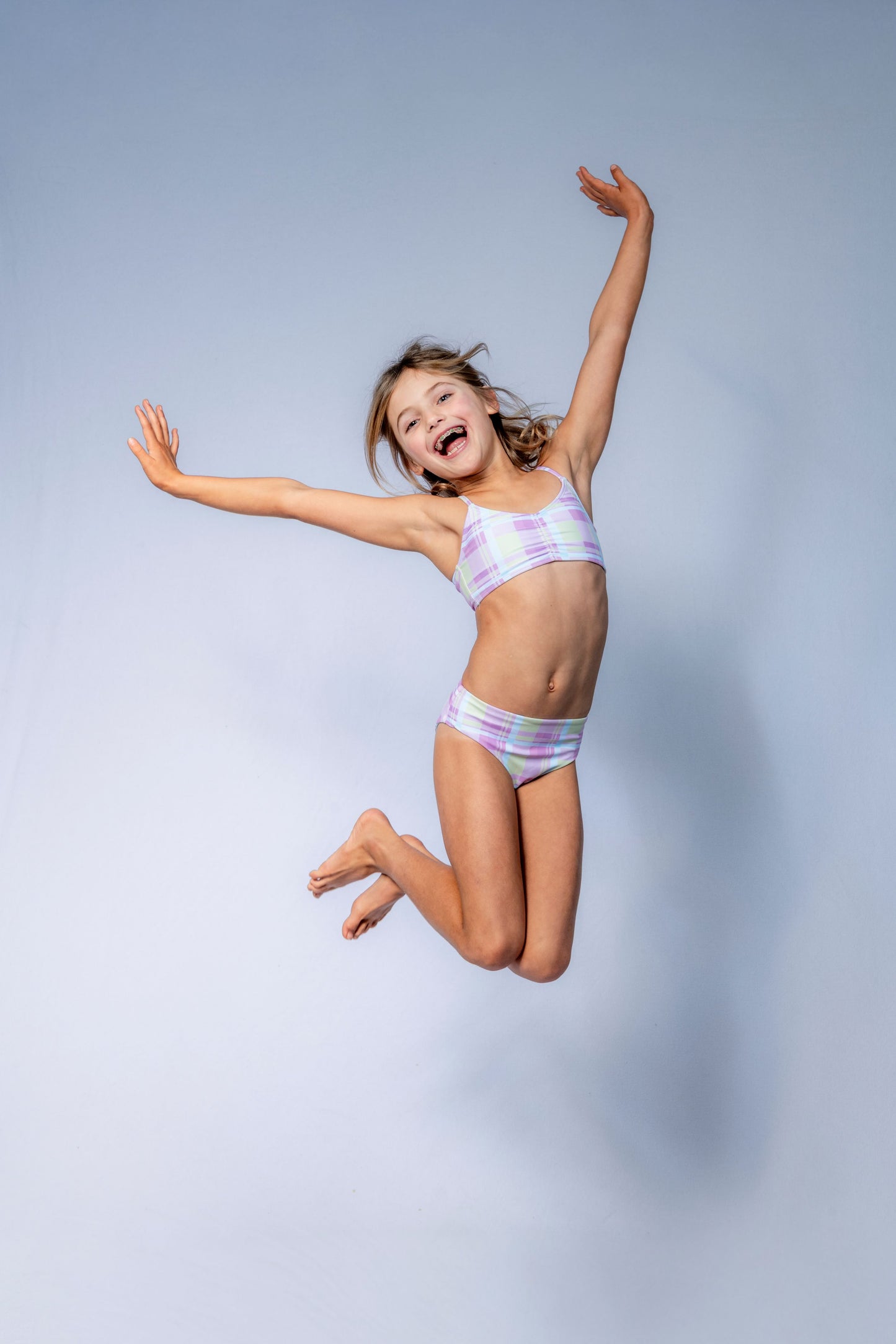 Alice Reversible Bikini // Pastel Plaid and Baby Blue