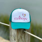 Vanhope Teal and White Foam Trucker Hat- Youth