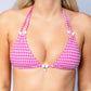 Catherine Reversible Bikini Set // Strawberry Gingham - White