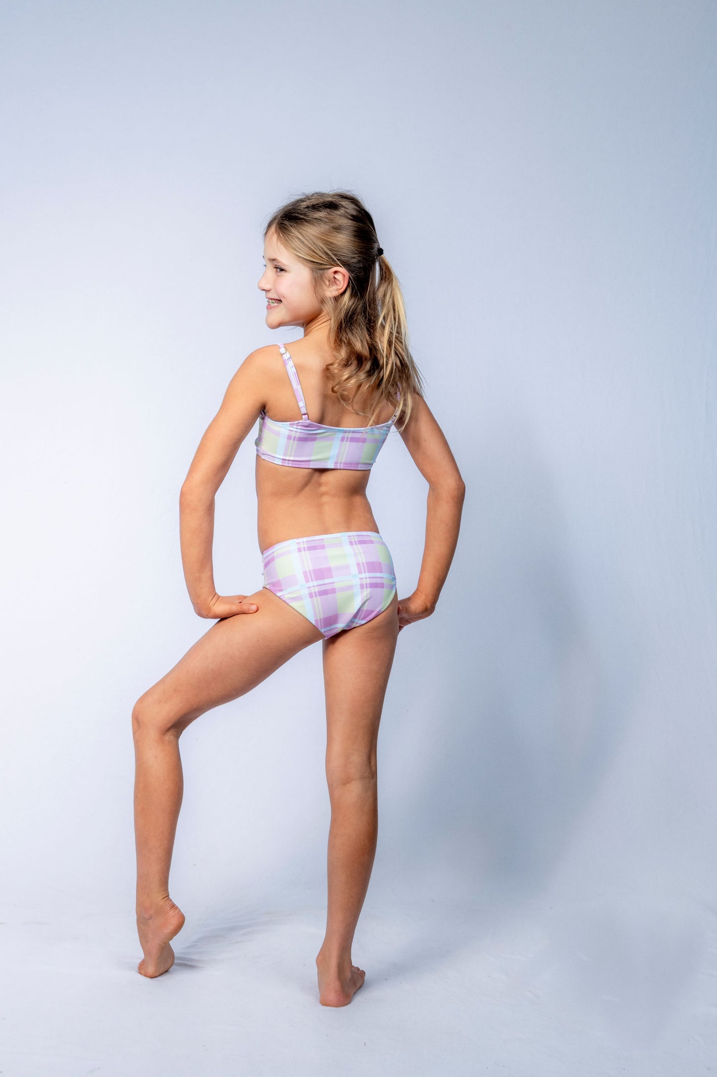 Alice Reversible Bikini // Pastel Plaid and Baby Blue