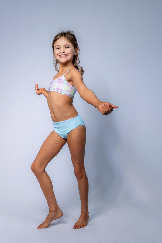 Alice Reversible Bikini // Pastel Plaid and Baby Blue